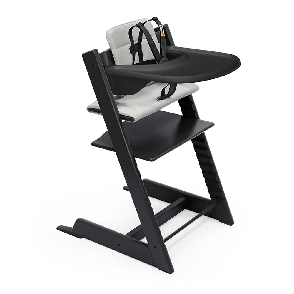 stokke tt Stokke Tripp Trapp High Chair² with Cushion + Tray, Black + Anthracite Cushion, Black Tray