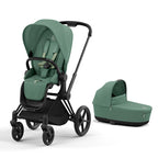 Cybex Priam 4 Stroller + Lux Carry Cot in Matte Black/Leafy Green