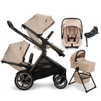 Nuna® DEMI™ Next Double Stroller + Bassinet + PIPA Aire/PIPA RX/PIPA Aire RX + Rider Board Travel System
