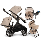 Nuna® DEMI™ Next Double Stroller + Bassinet + PIPA Aire/PIPA RX/PIPA Aire RX + Rider Board Travel System