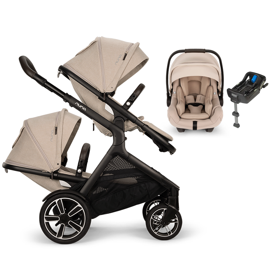 Nuna® DEMI™ Next Double Stroller + PIPA Aire/PIPA RX/PIPA Aire RX + Rider Board Travel System