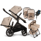 Nuna® DEMI™ Next Double Stroller for TWINS with 2 Bassinets + 2 PIPA Aire / PIPA RX / PIPA Aire RX Car Seats