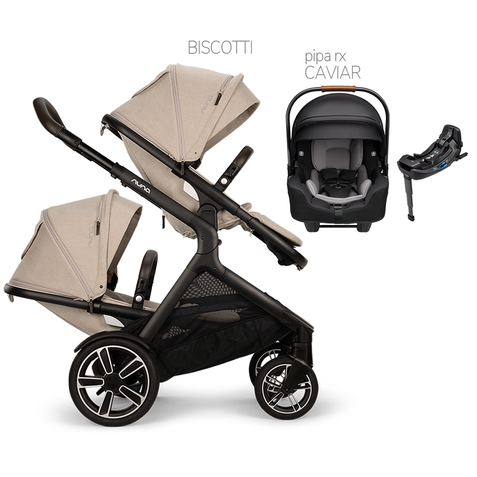 Nuna® DEMI™ Next Double Stroller + PIPA Aire/PIPA RX/PIPA Aire RX + Rider Board Travel System