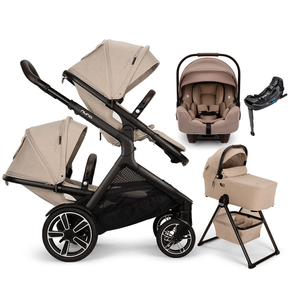 Nuna® DEMI™ Next Double Stroller + Bassinet + PIPA Aire/PIPA RX/PIPA Aire RX + Rider Board Travel System