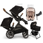 Nuna® DEMI™ Next Double Stroller + Bassinet + PIPA Aire/PIPA RX/PIPA Aire RX + Rider Board Travel System