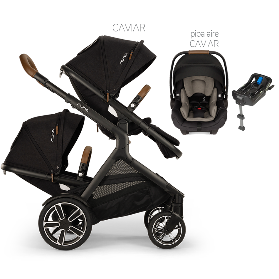 Nuna® DEMI™ Next Double Stroller + PIPA Aire/PIPA RX/PIPA Aire RX + Rider Board Travel System