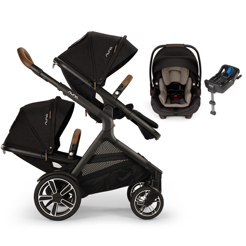 Nuna® DEMI™ Next Double Stroller + PIPA Aire/PIPA RX/PIPA Aire RX + Rider Board Travel System