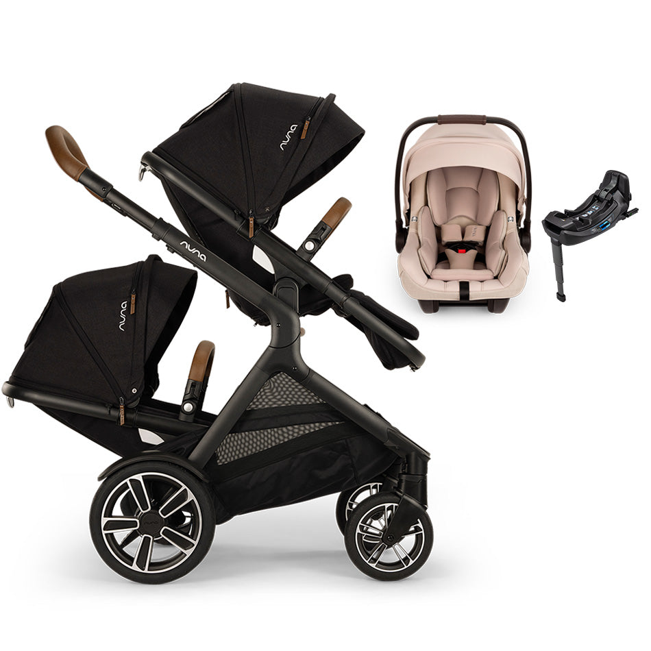 Nuna® DEMI™ Next Double Stroller + PIPA Aire/PIPA RX/PIPA Aire RX + Rider Board Travel System
