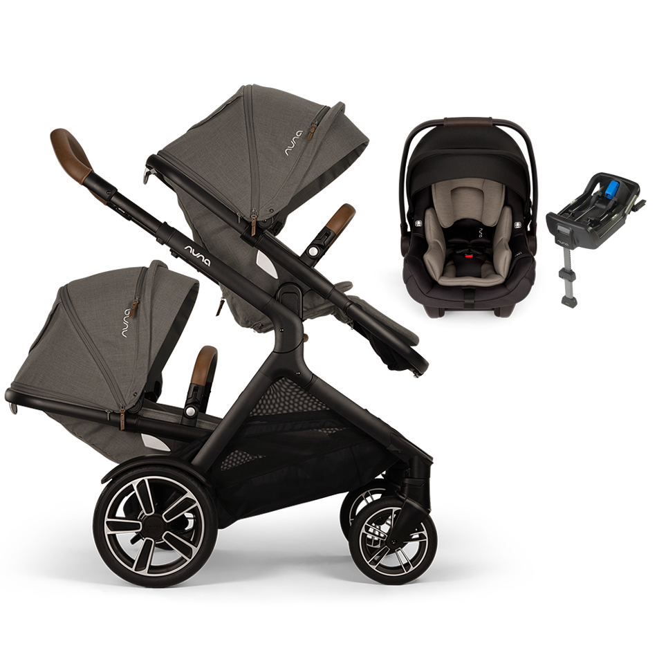 Nuna® DEMI™ Next Double Stroller + PIPA Aire/PIPA RX/PIPA Aire RX + Rider Board Travel System
