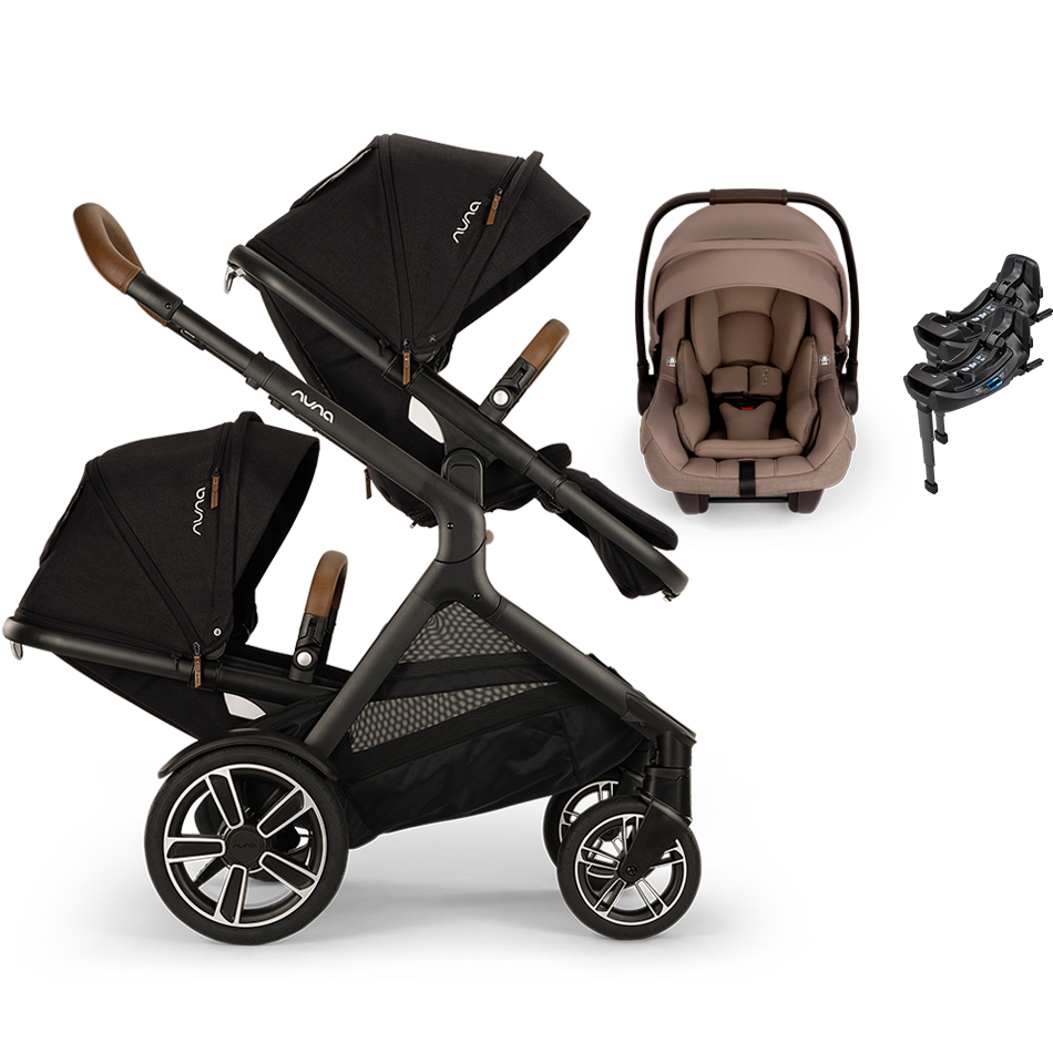 Nuna® DEMI™ Next Double Stroller + PIPA Aire/PIPA RX/PIPA Aire RX + Rider Board Travel System