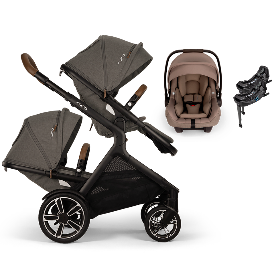 Nuna® DEMI™ Next Double Stroller + PIPA Aire/PIPA RX/PIPA Aire RX + Rider Board Travel System