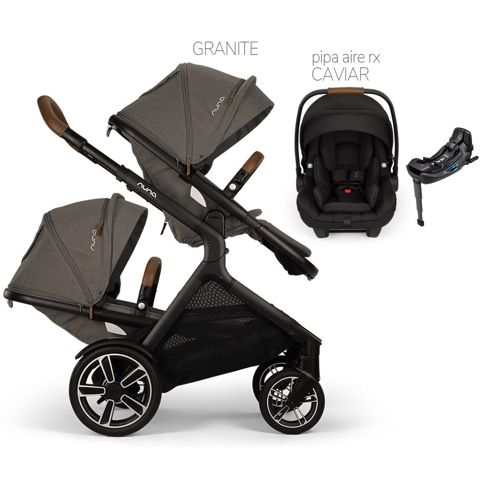 Nuna® DEMI™ Next Double Stroller + PIPA Aire/PIPA RX/PIPA Aire RX + Rider Board Travel System