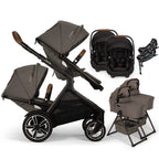 Nuna® DEMI™ Next Double Stroller for TWINS with 2 Bassinets + 2 PIPA Aire / PIPA RX / PIPA Aire RX Car Seats