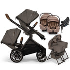 Nuna® DEMI™ Next Double Stroller for TWINS with 2 Bassinets + 2 PIPA Aire / PIPA RX / PIPA Aire RX Car Seats
