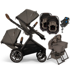 Nuna® DEMI™ Next Double Stroller for TWINS with 2 Bassinets + 2 PIPA Aire / PIPA RX / PIPA Aire RX Car Seats