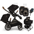 Nuna® DEMI™ Next Double Stroller for TWINS with 2 Bassinets + 2 PIPA Aire / PIPA RX / PIPA Aire RX Car Seats