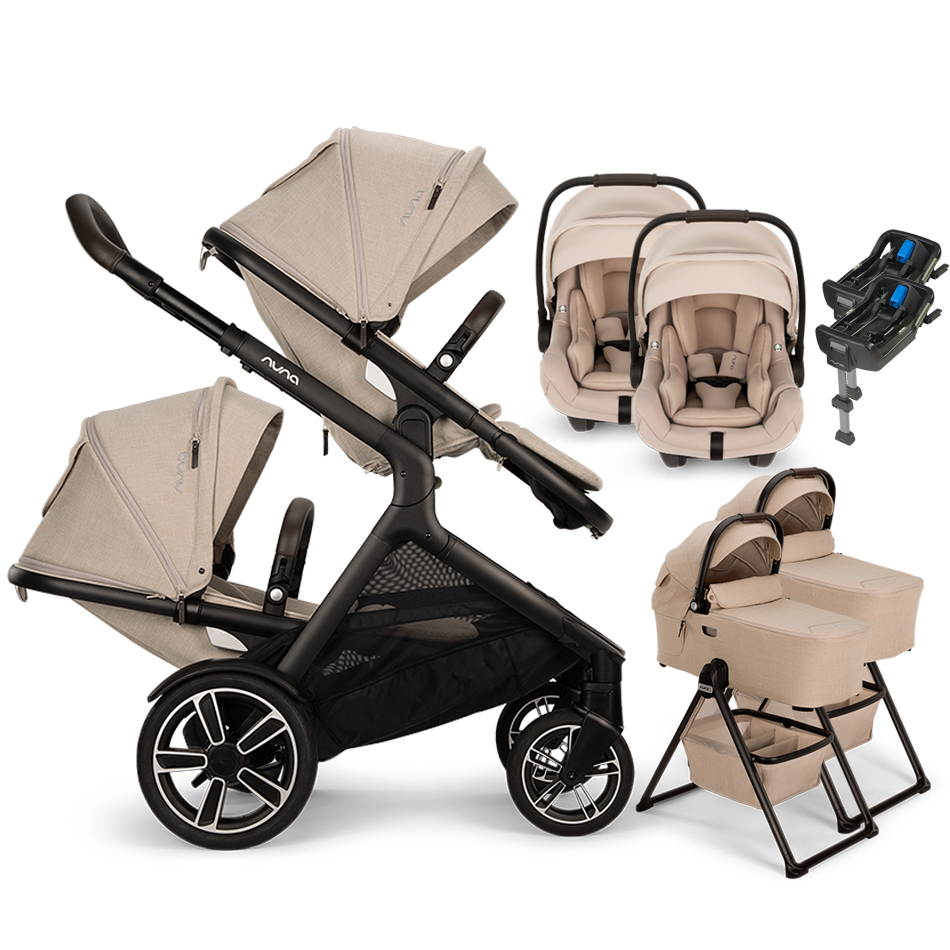 Nuna® DEMI™ Next Double Stroller for TWINS with 2 Bassinets + 2 PIPA A