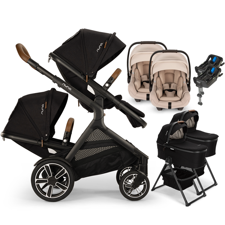 Nuna® DEMI™ Next Double Stroller for TWINS with 2 Bassinets + 2 PIPA A