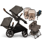 Nuna® DEMI™ Next Double Stroller for TWINS with 2 Bassinets + 2 PIPA Aire / PIPA RX / PIPA Aire RX Car Seats