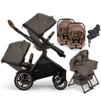 Nuna® DEMI™ Next Double Stroller for TWINS with 2 Bassinets + 2 PIPA Aire / PIPA RX / PIPA Aire RX Car Seats