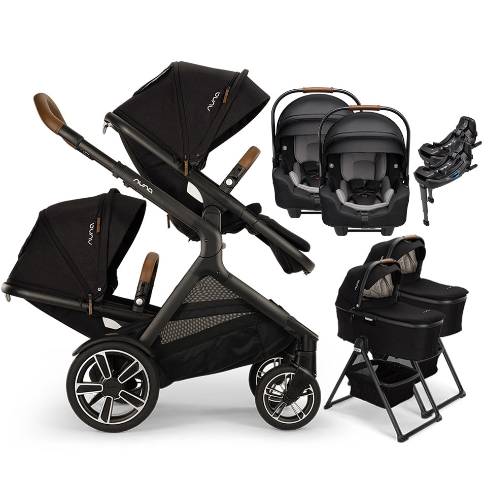 Nuna® DEMI™ Next Double Stroller for TWINS with 2 Bassinets + 2 PIPA Aire / PIPA RX / PIPA Aire RX Car Seats