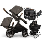 Nuna® DEMI™ Next Double Stroller for TWINS with 2 Bassinets + 2 PIPA Aire / PIPA RX / PIPA Aire RX Car Seats