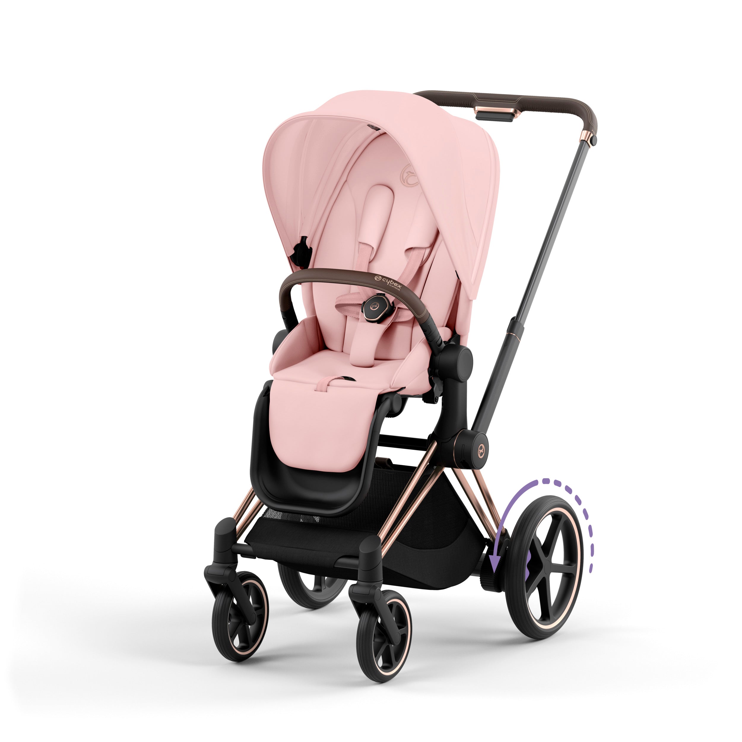 cybex pink Cybex ePriam 2 Complete Stroller Rose Gold/Brown Sepia Black