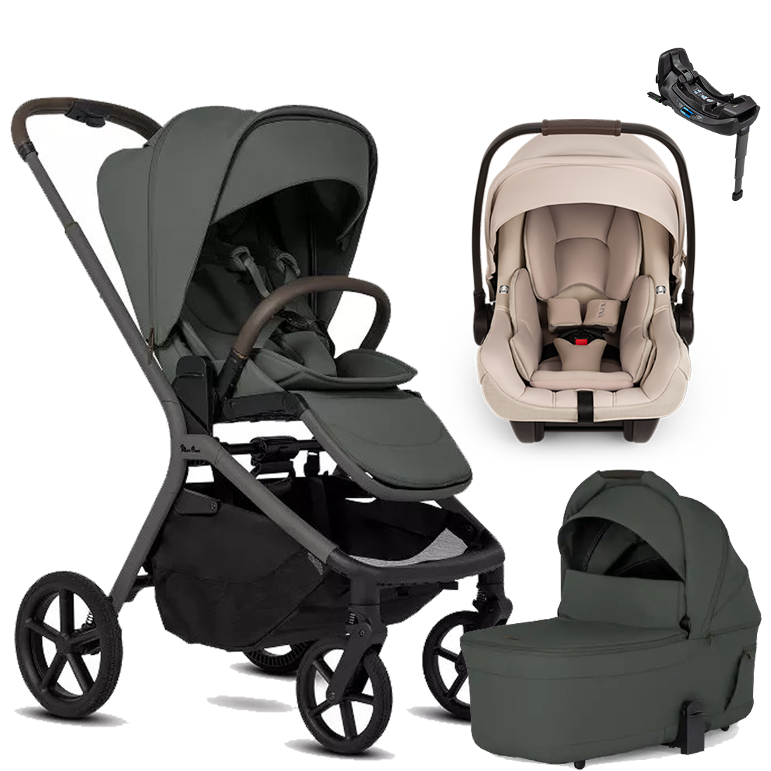 Silver Cross Breez Stroller + Bassinet + Nuna Pipa RX / Pipa Aire RX Travel System