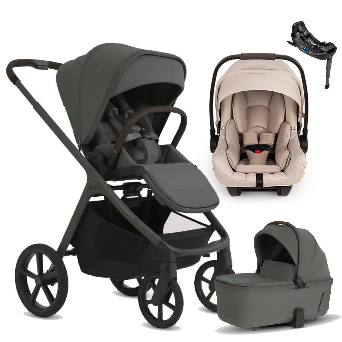Silver Cross Cove 2 Stroller + Bassinet + Nuna Pipa RX / Pipa Aire RX Travel System