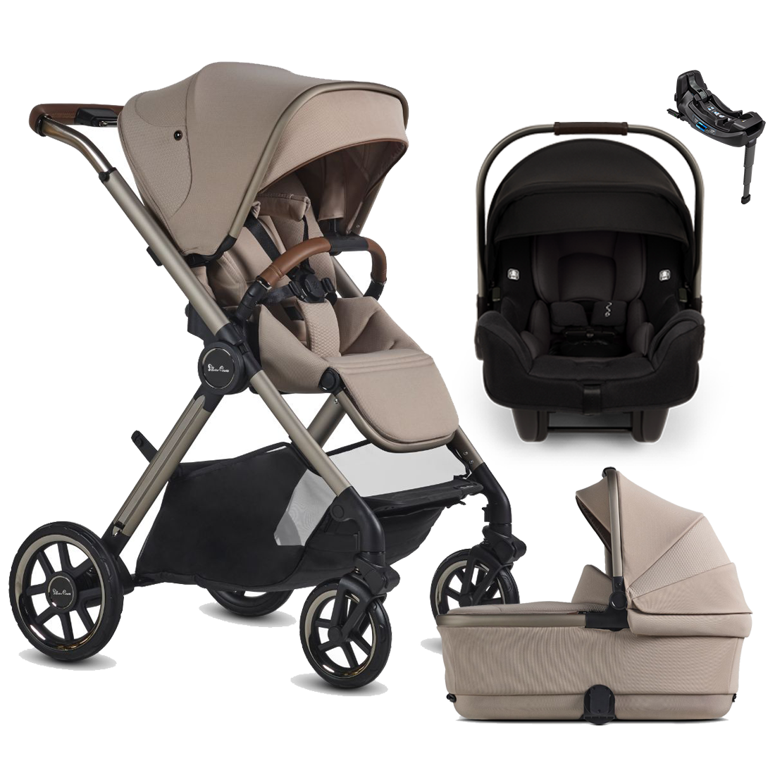 Silver Cross Reef 2 Stroller + Bassinet + Nuna Pipa RX / Pipa Aire RX Travel System