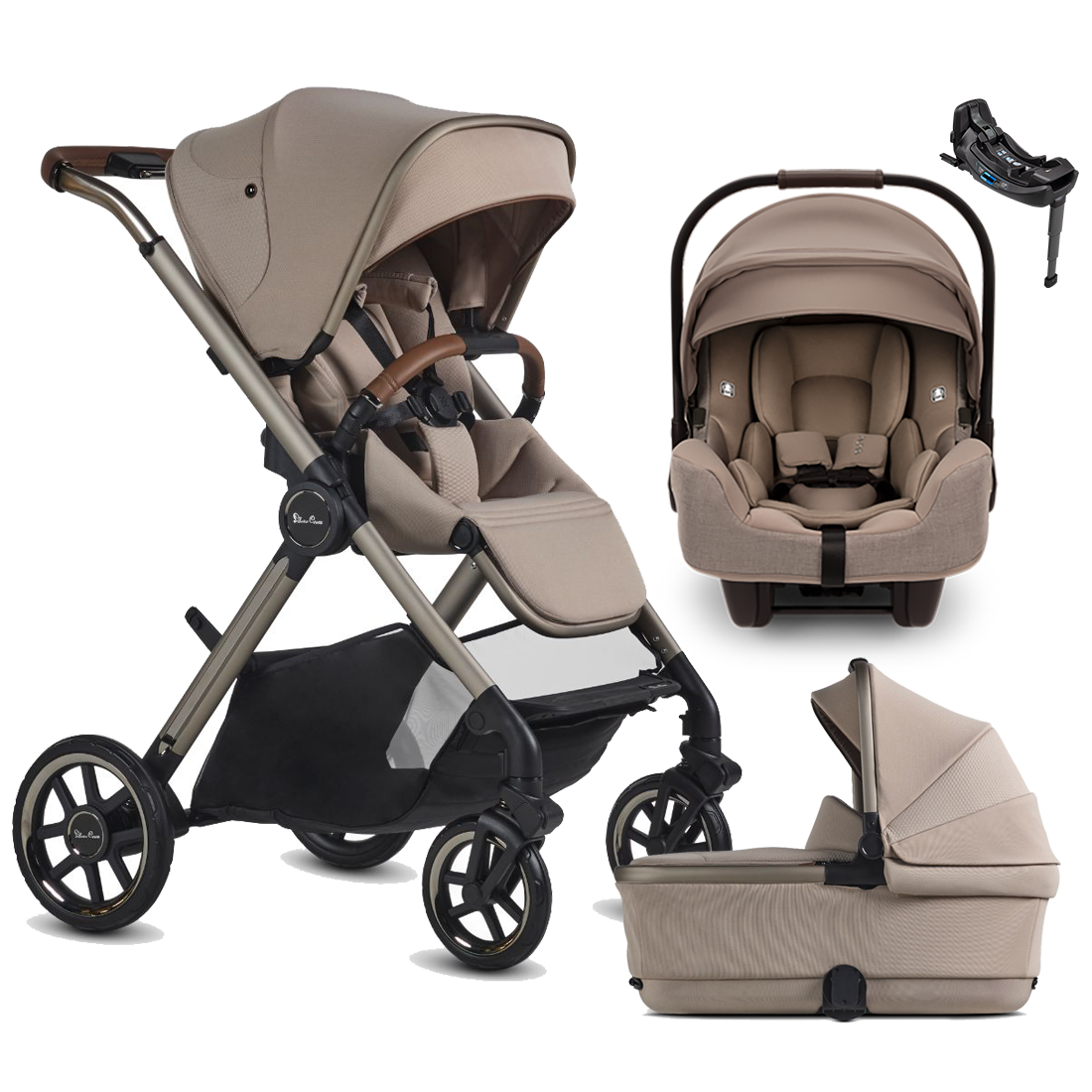 Silver Cross Reef 2 Stroller + Bassinet + Nuna Pipa RX / Pipa Aire RX Travel System