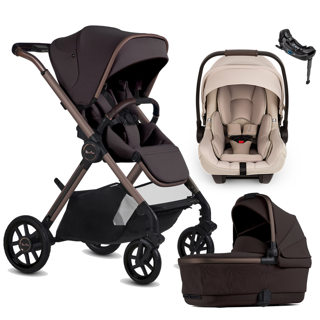 Silver Cross Reef 2 Stroller + Bassinet + Nuna Pipa RX / Pipa Aire RX Travel System