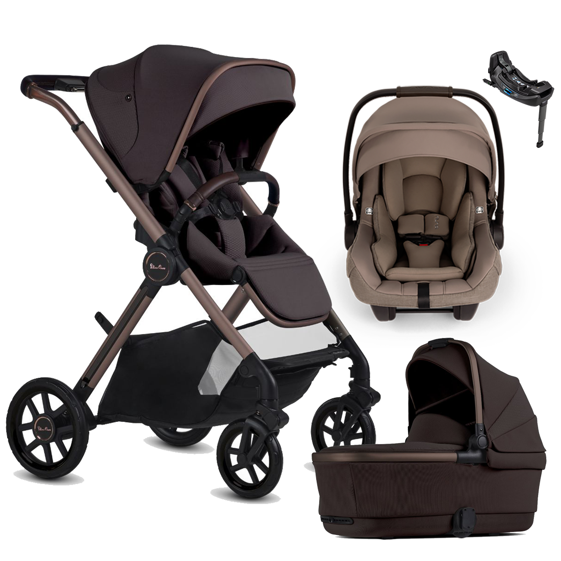 Silver Cross Reef 2 Stroller + Bassinet + Nuna Pipa RX / Pipa Aire RX Travel System