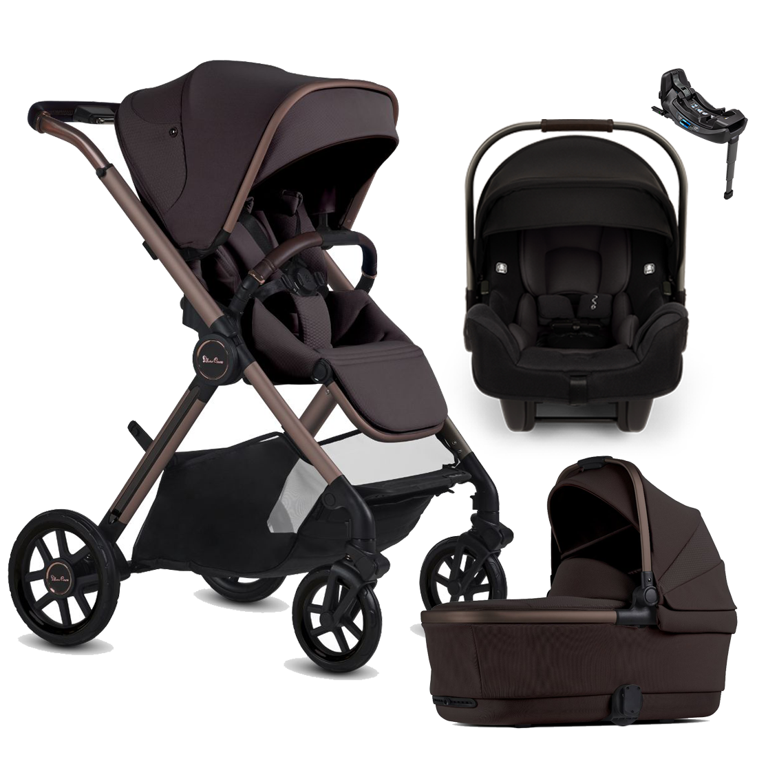 Silver Cross Reef 2 Stroller + Bassinet + Nuna Pipa RX / Pipa Aire RX Travel System