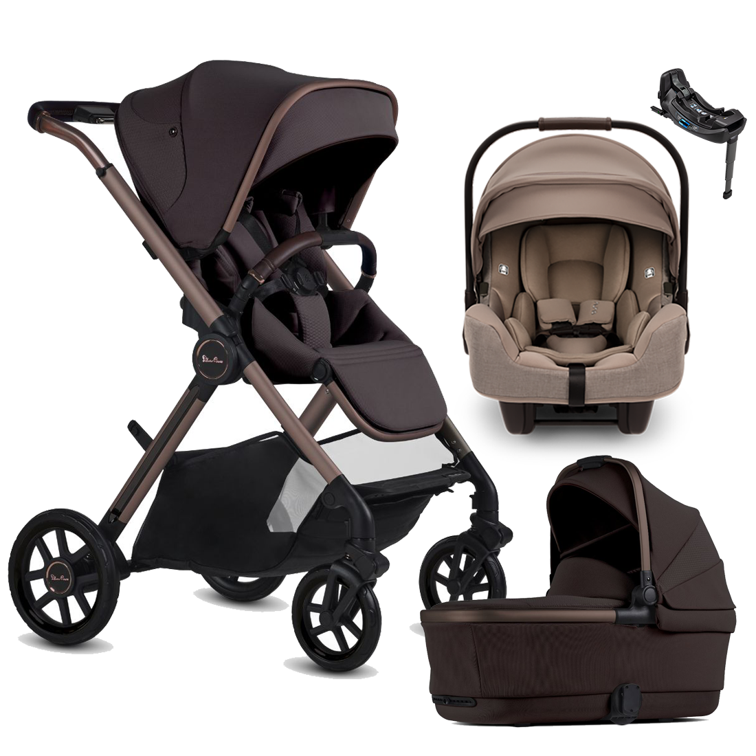 Silver Cross Reef 2 Stroller + Bassinet + Nuna Pipa RX / Pipa Aire RX Travel System