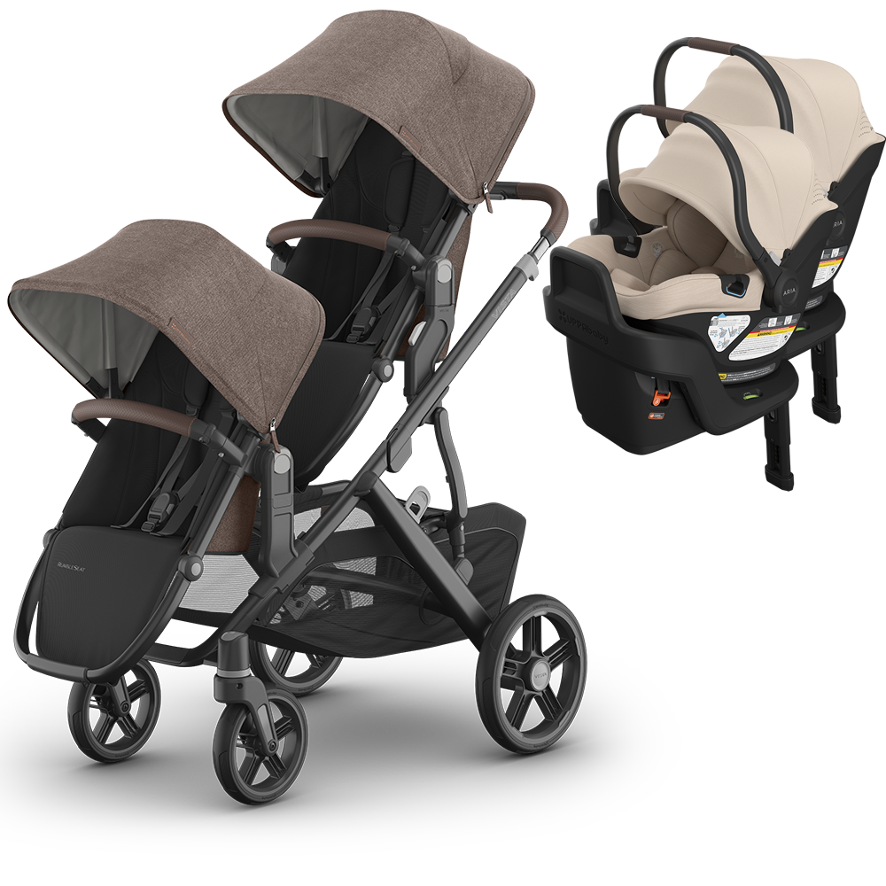 UPPAbaby Vista V3 Double Stroller for TWINS + 2 Mesa/Aria Car Seats Travel System
