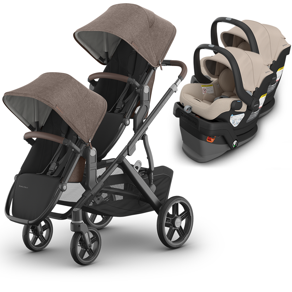 UPPAbaby Vista V3 Double Stroller for TWINS + 2 Mesa/Aria Car Seats Travel System