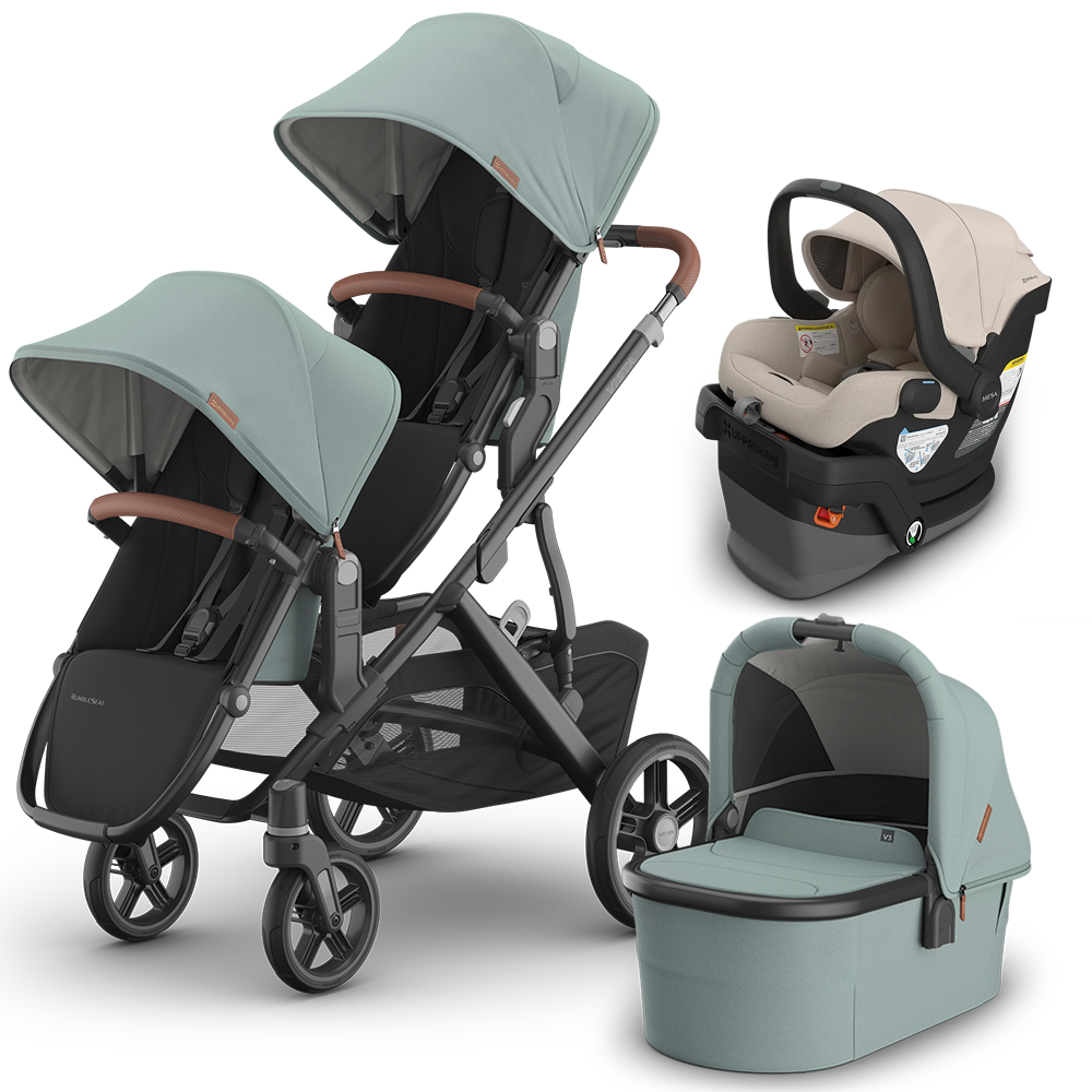 UPPAbaby Vista V3 Double Stroller + Bassinet + Mesa/Aria Travel System
