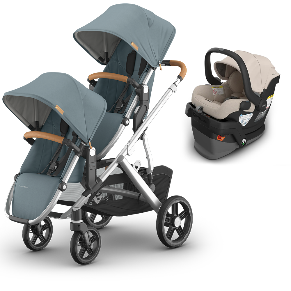 UPPAbaby Vista V3 Double Stroller for TWINS + 2 Mesa/Aria Car Seats