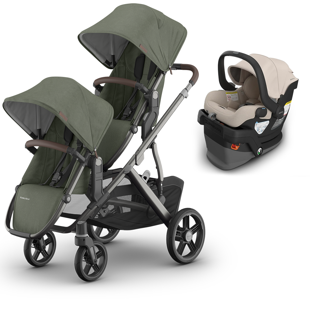 UPPAbaby Vista V3 Double Stroller for TWINS + 2 Mesa/Aria Car Seats