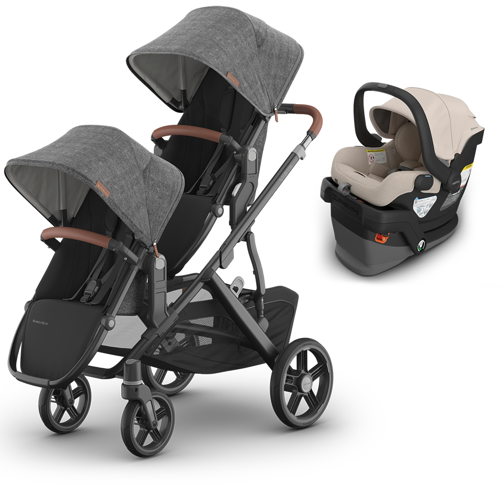 UPPAbaby Vista V3 Double Stroller for TWINS + 2 Mesa/Aria Car Seats