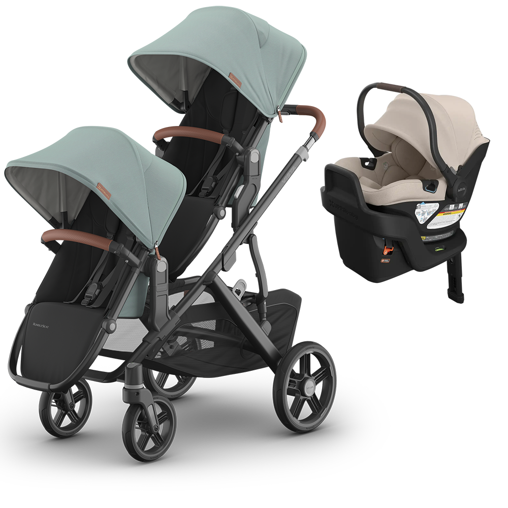 UPPAbaby Vista V3 Double Stroller for TWINS + 2 Mesa/Aria Car Seats