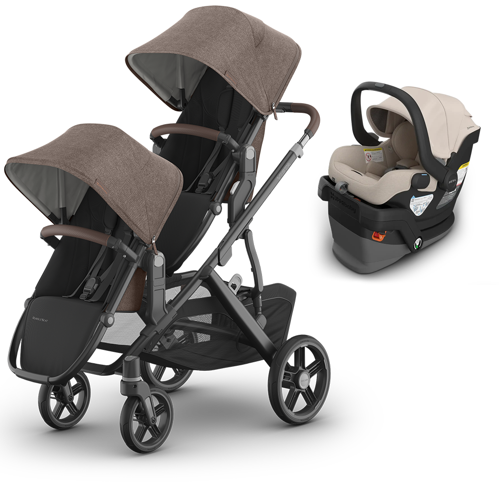 UPPAbaby Vista V3 Double Stroller for TWINS + 2 Mesa/Aria Car Seats