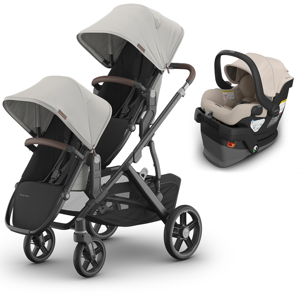 UPPAbaby Vista V3 Double Stroller for TWINS + 2 Mesa/Aria Car Seats