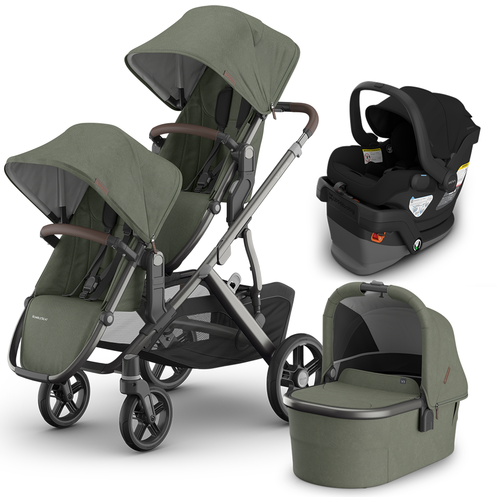 UPPAbaby Vista V3 Double Stroller + Bassinet + Mesa/Aria Travel System