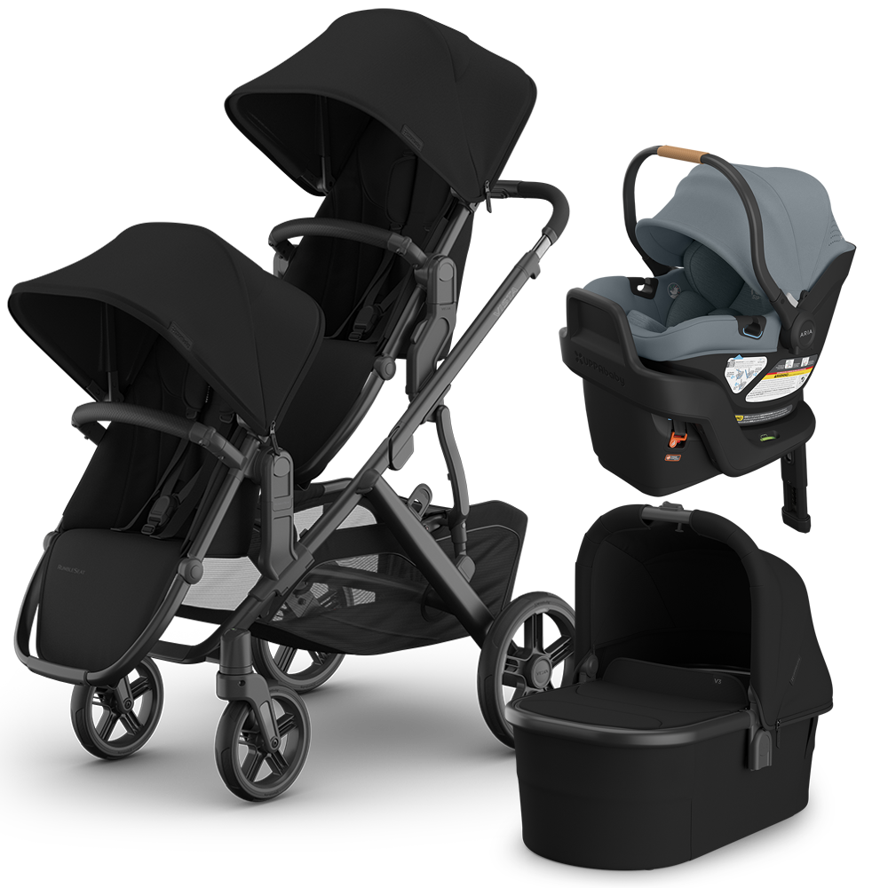 UPPAbaby Vista V3 Double Stroller + Bassinet + Mesa/Aria Travel System