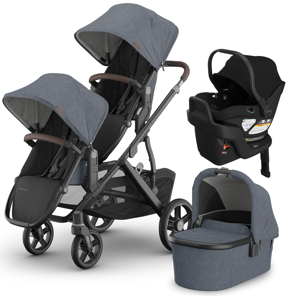 UPPAbaby Vista V3 Double Stroller + Bassinet + Mesa/Aria Travel System
