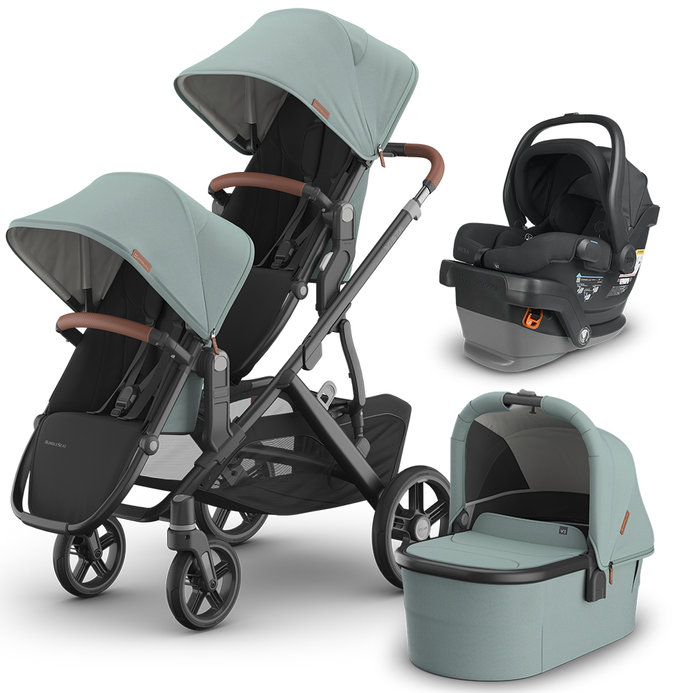 UPPAbaby Vista V3 Double Stroller + Bassinet + Mesa/Aria Travel System