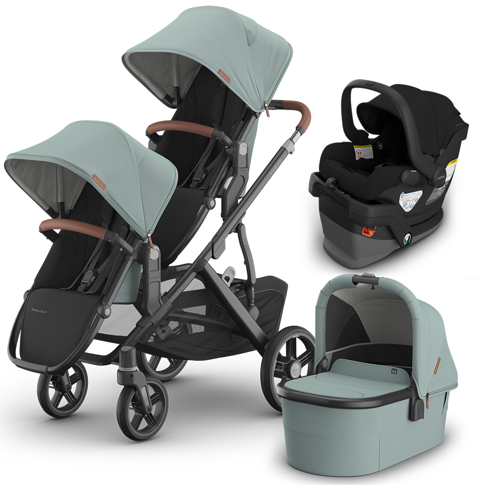 UPPAbaby Vista V3 Double Stroller + Bassinet + Mesa/Aria Travel System