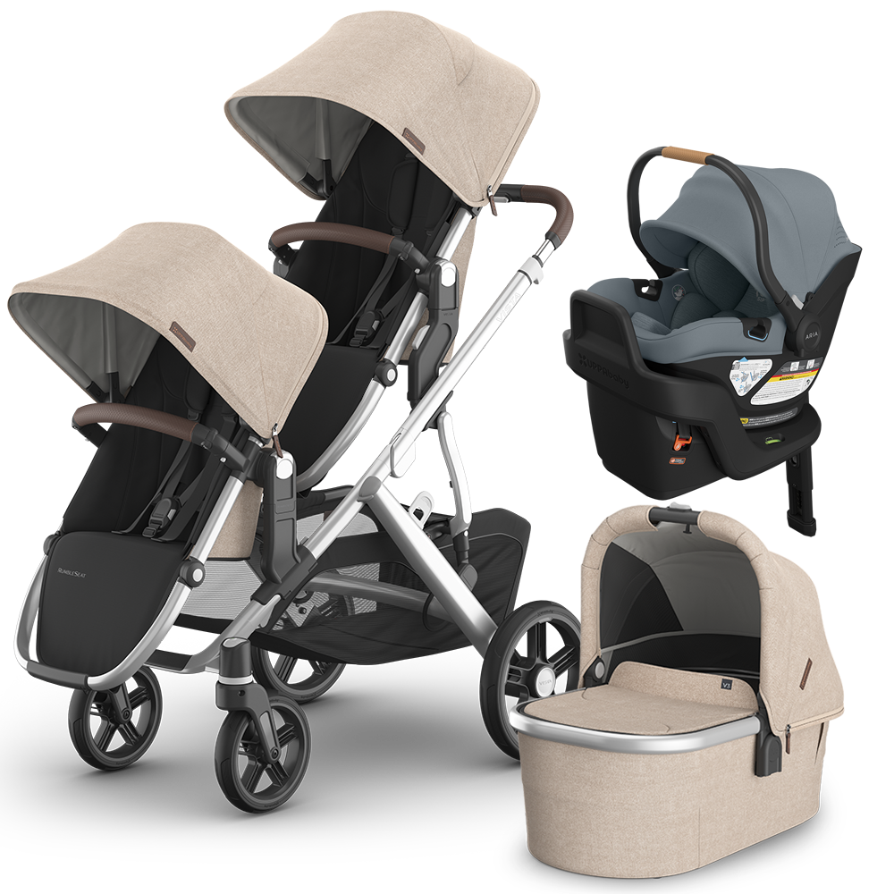 UPPAbaby Vista V3 Double Stroller + Bassinet + Mesa/Aria Travel System